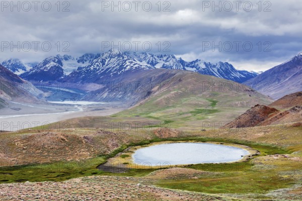Small lake in Himalayas. Spiti valley, Himachal Pradesh, India, Asia