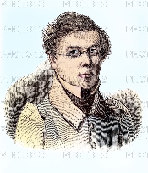 Fritz Reuter, 1810, 1874, actually Heinrich Ludwig Christian Friedrich Reuter, considered one of the most important German poets and writers of the Low German language, ca. 1885, Historical, digitally restored reproduction from a 19th century original, actually Heinrich Ludwig Christian Friedrich Reuter, considered one of the most important German poets and writers of the Low German language, Historical, digitally restored reproduction from a 19th century original, ca. 1885