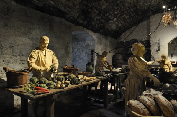 The Great Kitchens dramatically bring to life how sumptuous banquets were prepared in the time of James IV at Stirling Castle, Scotland, UK