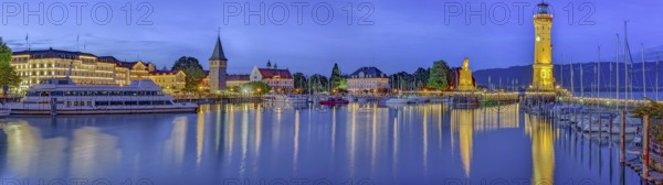 Lindau Lake Constance Harbour Panorama illuminated Germany