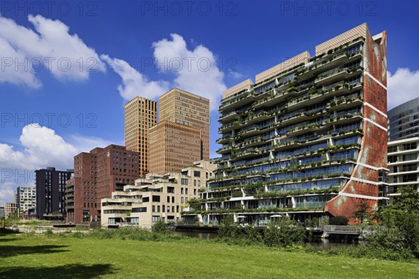 Residential building The George, architects dok, behind Symphony torens, Zuidas financial district, Amsterdam, North Holland, Netherlands