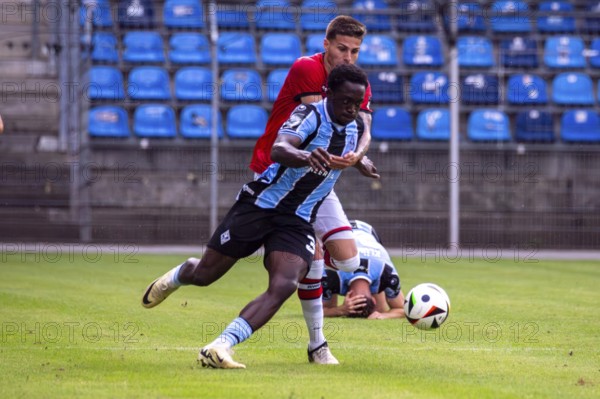 Football: Waldhof Mannheim against RWD Molenbeek Belgium in Mannheim (preparation match for the 2024/25 season) . Picture: Kennedy Okpala (32, Mannheim)