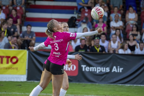 Fistball (woman) : TSV Dennach against TV Jahn Schneverdingen (IFA 2024 Fistball World Tour Finals Mannheim, Final) . Picture: Ann-Kathrin Motteler (3, Dennach)