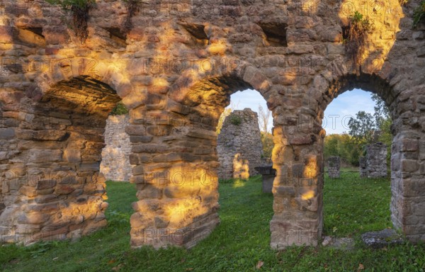 Ruins of St Cyriac's Church near Camburg, St Cyriac's Ruins, oldest church ruins in Thuringia, Dornburg-Camburg, Saale Valley, Thuringia, Germany, Europe
