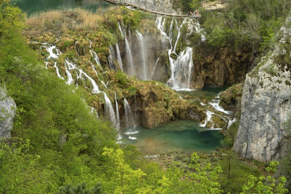 The large Veliki slap waterfall in Plitvice Lakes National Park, Croatia, Europe