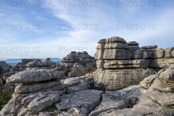 Bizarre limestone rock formations, El Torcal nature reserve, Torcal de Antequera, Malaga province, Andalusia, Spain, Europe
