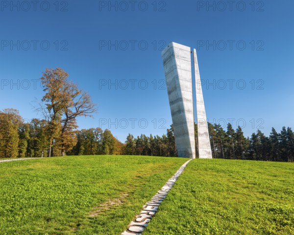 Observation tower on the Mittelberg at the site where the Nebra Sky Disc was found in autumn, Saxony-Anhalt, Germany, Europe