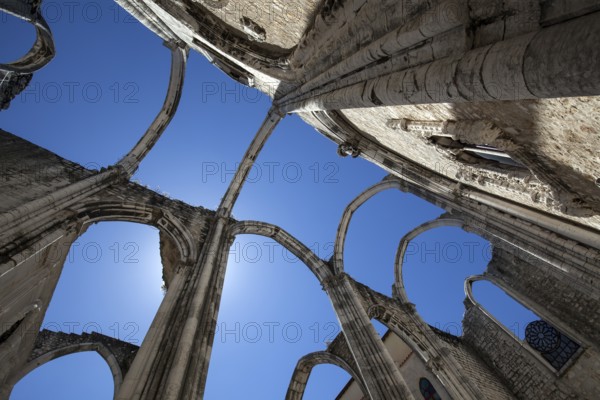 Ruins of the monastery church of the former convent of the Carmelite order, Convento do Carmo, Chiado district, Lisbon, Portugal, Europe