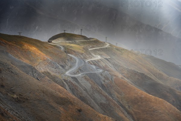 Mountain road, mountain pass from Kazarman to Jalalabad, Naryn region, Kyrgyzstan, Asia