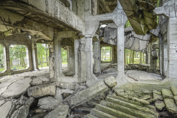 Destroyed barracks of the Polish bastion on the Westerplatte near Gdansk, Pomeranian Voivodeship, Poland, Europe