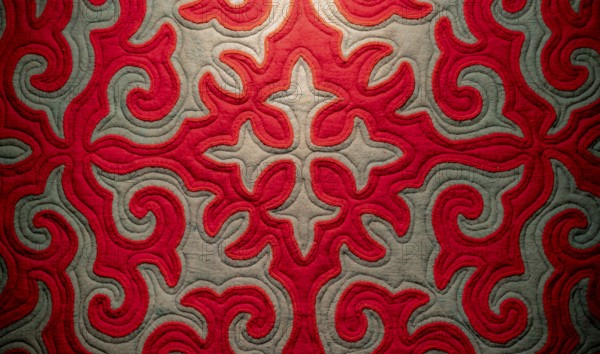 Traditional carpet with pattern, exhibition in the State History Museum, interior view, Bishkek, Kyrgyzstan, Asia