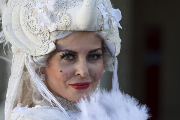 Costume wearer at the Venetian Fair, in the castle courtyard, Ludwigsburg, Baden-Württemberg, Germany, Europe