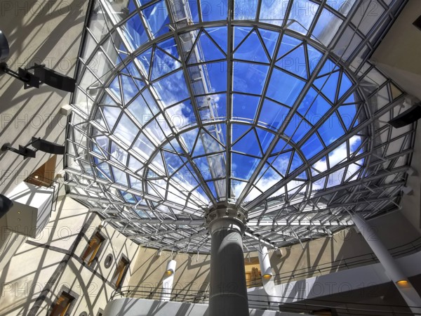 Clermont-Ferrand. The atrium of the Museum Roger Quillot designed by the architects Claude Gaillard and Adrien Fainsilber. Puy de Dome department. Auvergne Rhone Alpes. France