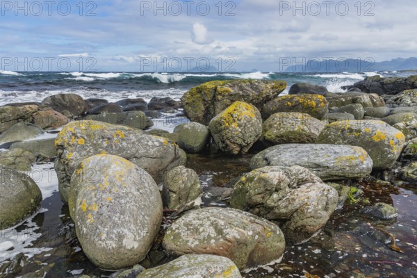 Coast with large stones, Runde Island, Norway, Europe