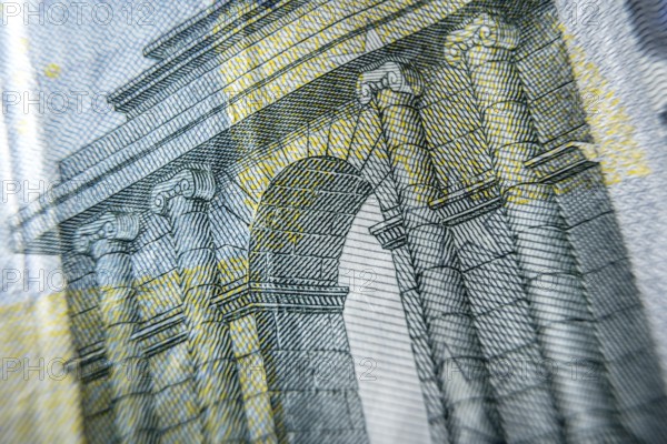 European banknote detail, banknote texture, macro photography
