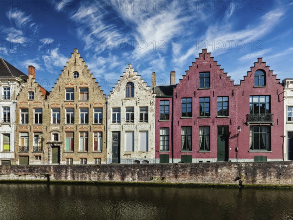 Old houses and canal in Bruges (Brugge), Belgium, Europe