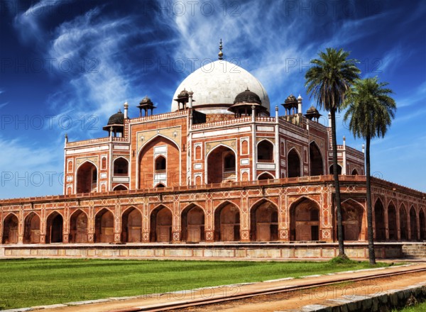 Famous indian landmark and tourist attraction, Humayun's Tomb. Delhi, India, Asia