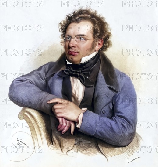 Franz Peter Schubert (born 31 January 1797 in the municipality of Himmelpfortgrund, today in the 9th district of Vienna: died 19 November 1828 in Wieden, now the 4th district) was an Austrian composer, Historic, digitally restored reproduction from a 19th century original, Record date not stated