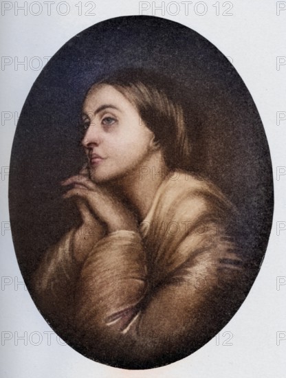Christina Georgina Rossetti, 1830-1894, English poetess of the 19th century, sister of Dante, Historical, digitally restored reproduction from a 19th century original, Record date not stated