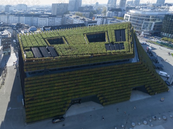 Der Kö Bogen II, Europas größte Grünfassade aus Hainbuchen, Düsseldorf, Drohnenaufnahme, Nordrhein-Westphalen, NRW, Deutschland
