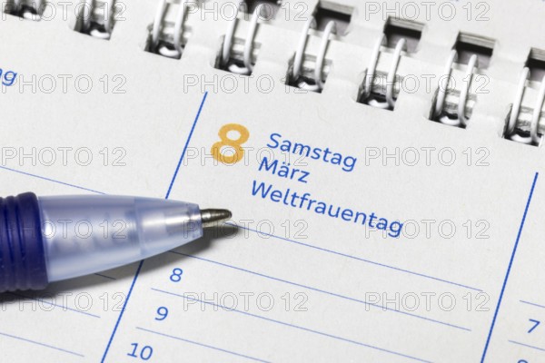 Calendar entry for 8 March with reference to International Women's Day, Calendar, Germany, Europe