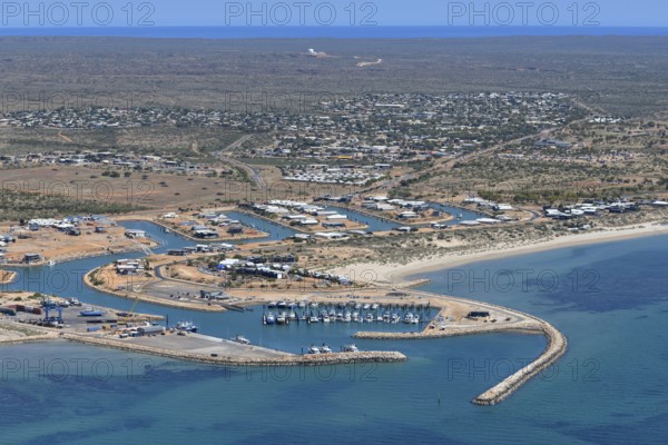 View of Exmouth, Ningaloo Reef, aerial view, State of Western Australia, Australia, Oceania