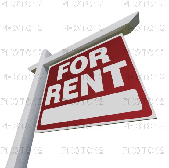 Right facing for rent real estate sign isolated on a white background