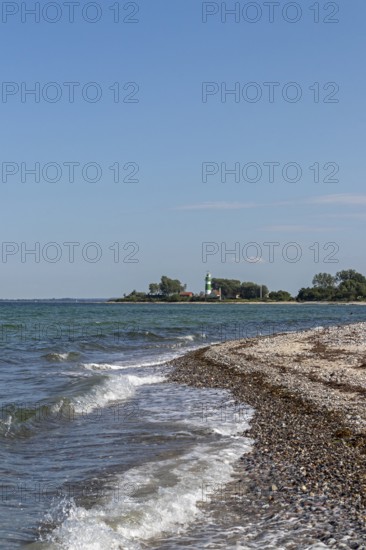 Lighthouse, Bülk, waves, surf, sea, beach, Strande, Schleswig-Holstein, Germany, Europe