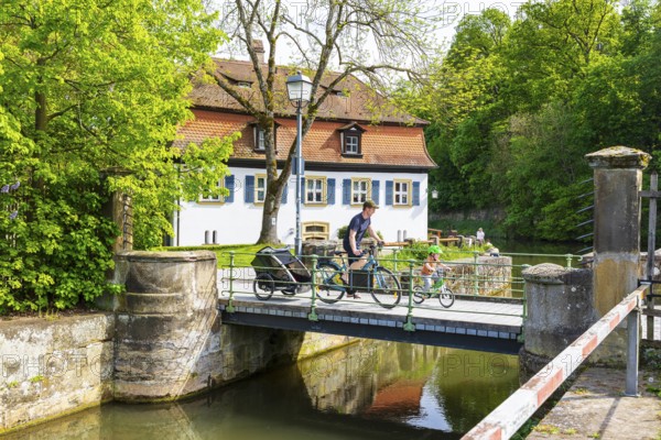 Walkmühle on the Ludwig-Main-Danube Canal, Bamberg, Bavaria, Germany, Europe