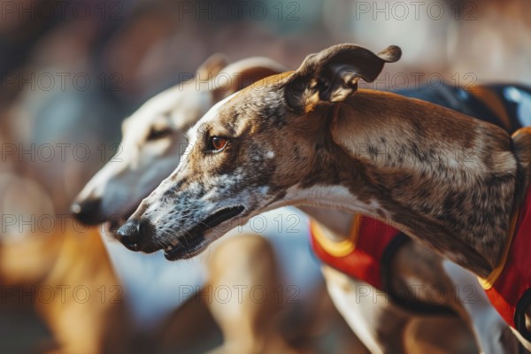 Greyhound dogs running in race, Generative AI, AI generated