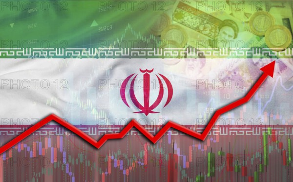 Iran economic growth on financial graph. Iran financial growth on market graph