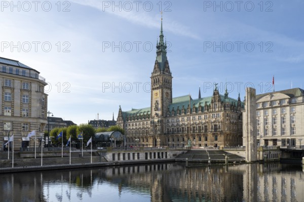 City Hall, State Government, North German Renaissance, Alsterfleet, Hamburg, Germany, Europe