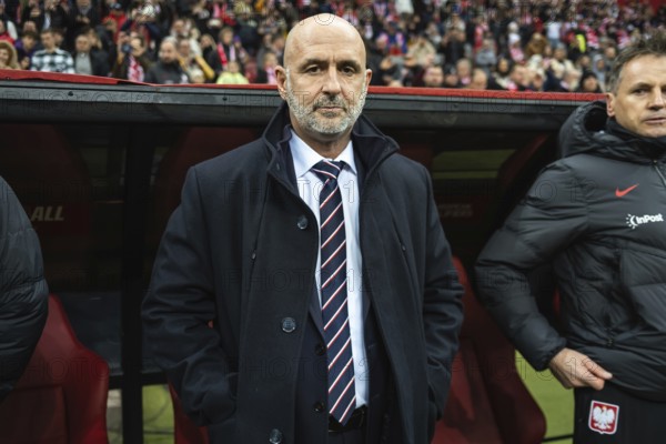 WARSAW, POLAND - NOVEMBER 17, 2023: Qualifications for UEFA Euro 2024. Match Poland - Czech Republic 1:1. Michal Probierz head coach of Poland