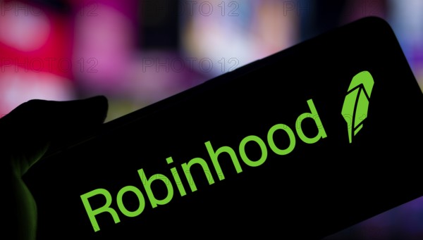 Dhaka, Bangladesh- 09 Nov 2024: Robinhood logo is displayed on smartphone