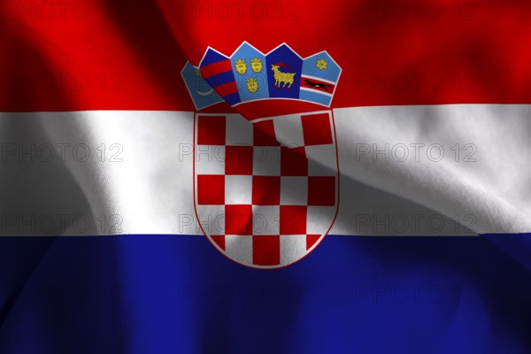 A ruffled fabric flag of Croatia