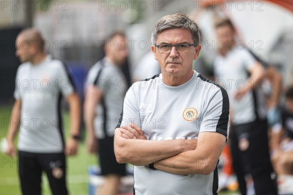 LUBIN, POLAND - JULY 28, 2024: Football match Polish PKO Ekstraklasa between KGHM Zaglebie Lubin vs Pogon Szczecin. Waldemar Fornalik head coach of Zaglebie.