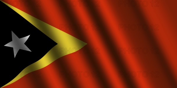 The East Timor flag flying in the wind