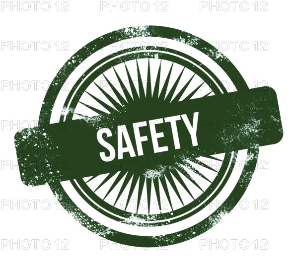 Safety, green grunge stamp