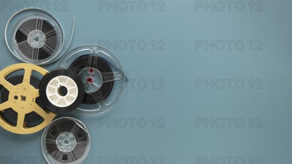 Top view movie reels with copy space. Resolution and high quality beautiful photo