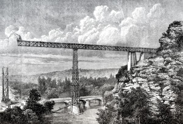 Construction of the Viaduc de Rouzat, Viaduc de la Sioule, Département Allier, Region Auvergne-Rhône-Alpes, France, Europe