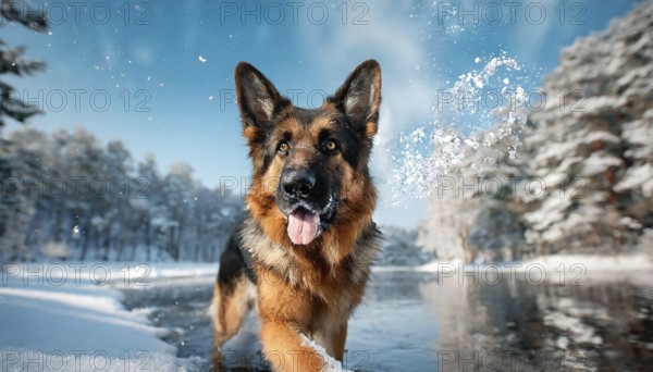 AI generated, animal, animals, mammal, mammals, biotope, habitat, one, individual animal, foraging, wildlife, dog, domestic dogs (Canis lupus familiaris), portrait