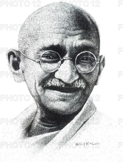 Drawing of Freedom Fighters of India Mohandas Karamchand Gandhi by Arun K Mishra