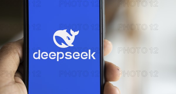 Deepseek Ai logo is displayed on smartphone.