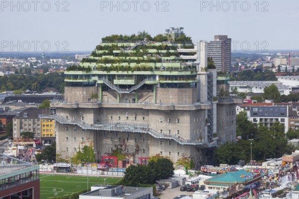 Feldstraße bunker, media bunker, high-rise bunker on Heiligengeistfeld with roof garden, Hamburg, Germany, Europe