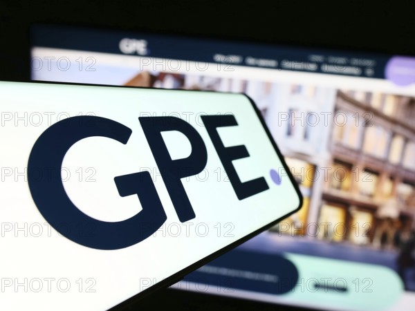 Stuttgart, Germany, 12-12-2023: Smartphone with logo of British property company Great Portland Estates plc (GPE) in front of website. Focus on center-left of phone display, Europe