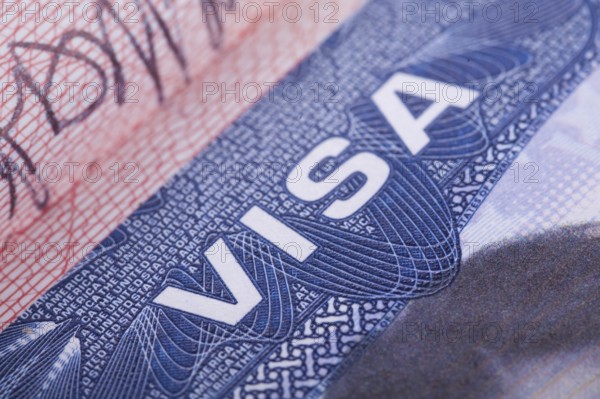 American Visa in the passport. Close up