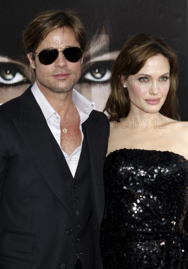 Angelina Jolie and Brad Pitt at the Los Angeles premiere of 'Salt held at the Grauman's Chinese Theatre in Hollywood, USA on July 19, 2010. Hollywood, California, USA, North America