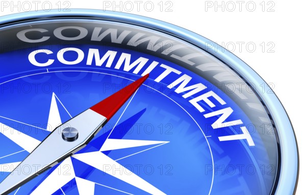 3D rendering of a compass with a commitment icon