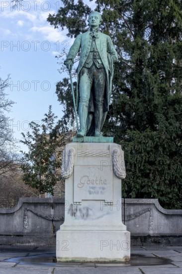 Sculpture of Johann Wolfgang von Goethe from 1904 by Ernst Waegener on Pl. de l'Université, Strasbourg, Alsace, Département Bas-Rhin, France, Europe