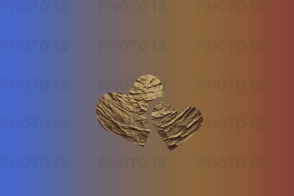 Two connected hearts for Valentine Day love concept